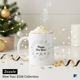 Caneca De Café Celebração Elegante de Ano Novo 2026