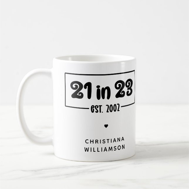 Caneca De Café Celebração personalizada de aniversário de 21 anos (Esquerda)