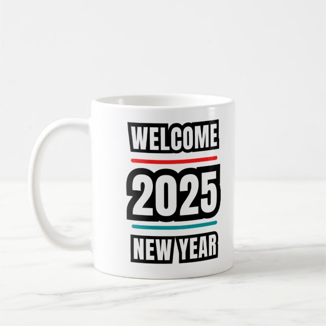 Caneca De Café Celebrar 2025 Design de Ano Novo (Esquerda)