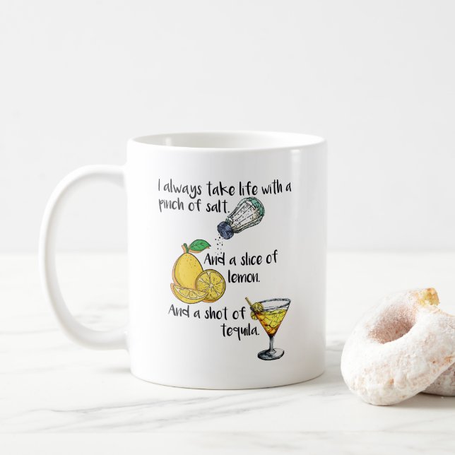 Caneca De Café Celebrar a vida, dizer presente engraçado (Com Donut)