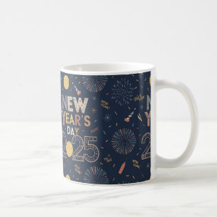 Caneca De Café Celebrar o Ano Novo 2025 com Designs Festivos
