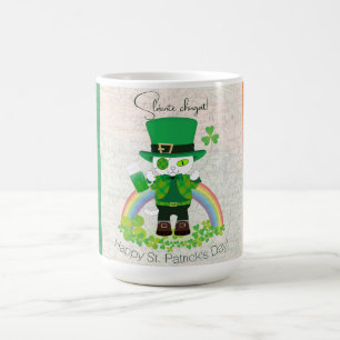 Caneca De Café Celebrar Ruas. Dia de Patrick com um Gato Sortudo