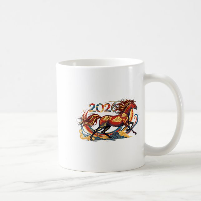 Caneca De Café Celebrate 2026 Year Of The Horse Lunar New Year Te (Direita)