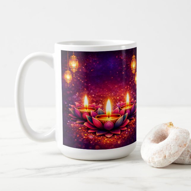 Caneca De Café Celebrate Diwali Festival, Coffee Mug (Com Donut)