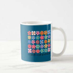 Caneca De Café Celebre mentes de tipos flores neurodiversidade