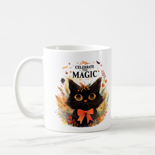 Caneca De Café Celebre o Gato Mágico - Halloween (Esquerda)