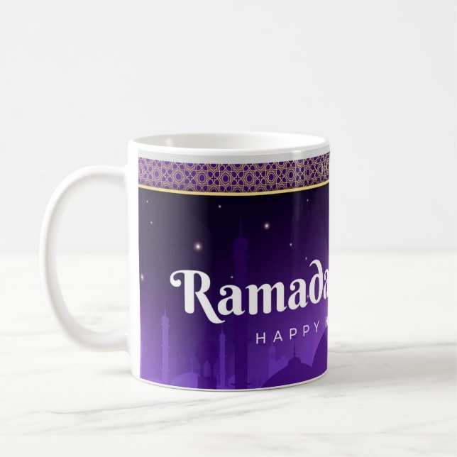 Caneca De Café Celebre o Ramadan Kareem Azul Branco (Esquerda)