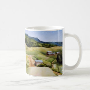 Caneca De Café Celeiro rural dos campos de fazenda da paisagem da