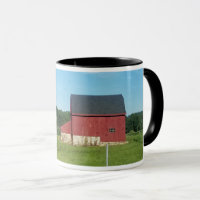 Caneca de Café Celeiro Vermelho Vida no Campo