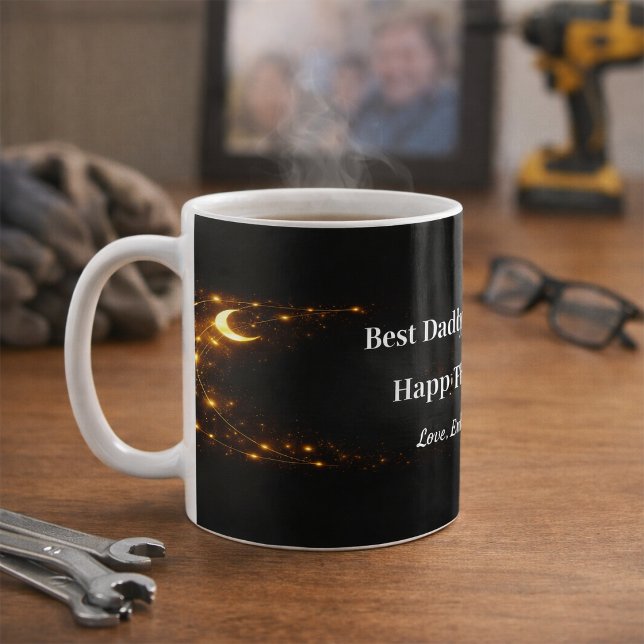 Caneca De Café Celestial Best Dad Mug Black Gold Keepsake Gift (Criador carregado)