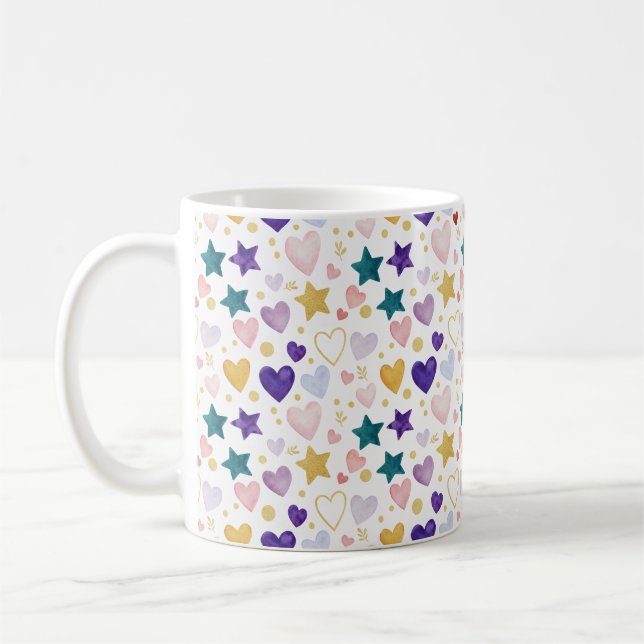 Caneca De Café Celestial Hearts & Stars (Esquerda)