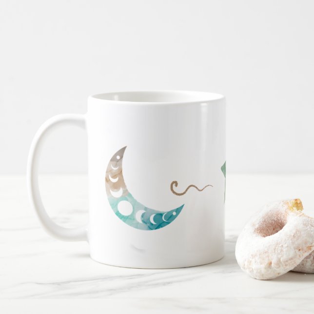 Caneca De Café Celestial Moon Star Clássica (Com Donut)