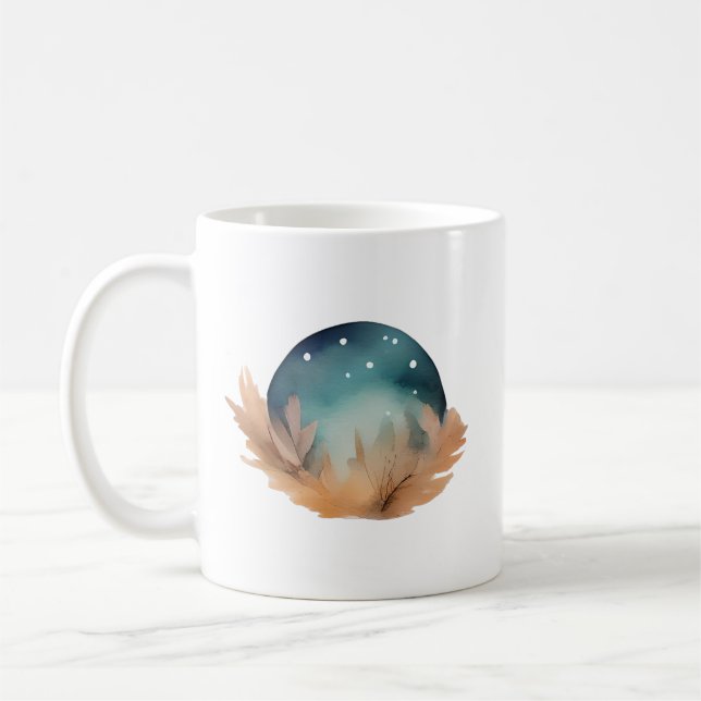 Caneca De Café Celestial Nest Watercolor Abstrato (Esquerda)