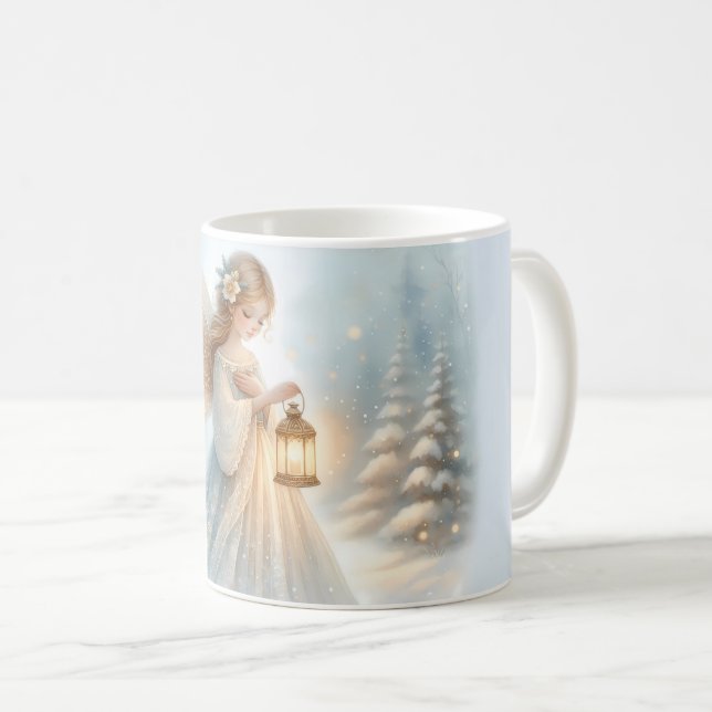 Caneca De Café Celestial Winter Angel Lantern of Comfort (Frente Esquerda)