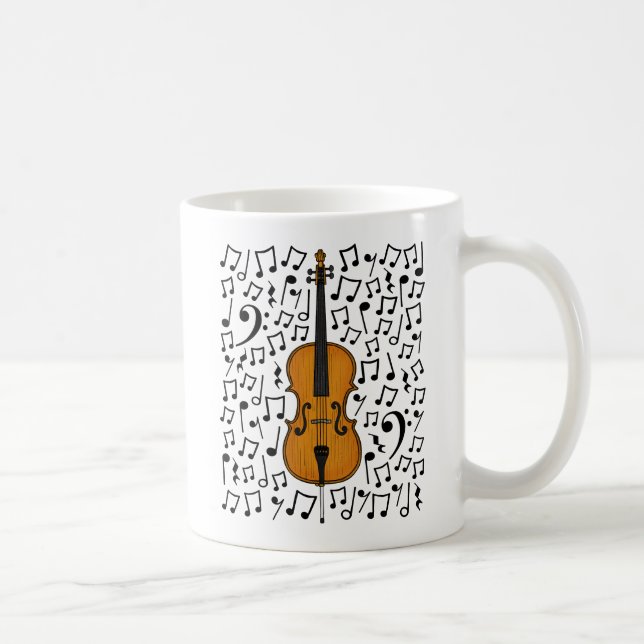 Caneca De Café Cello Com Notas Musicais, Professor De Música Cell (Direita)