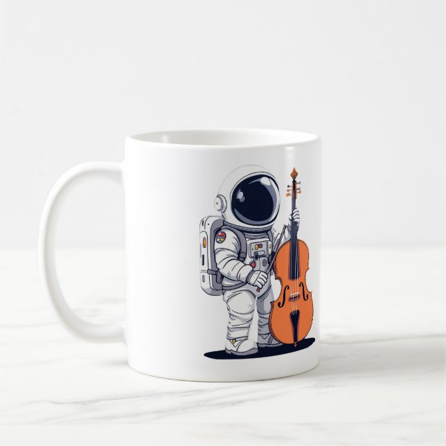 Caneca De Café Cello Player Astronauta Mug (Esquerda)