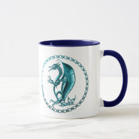 Caneca de café celta azul do dragão