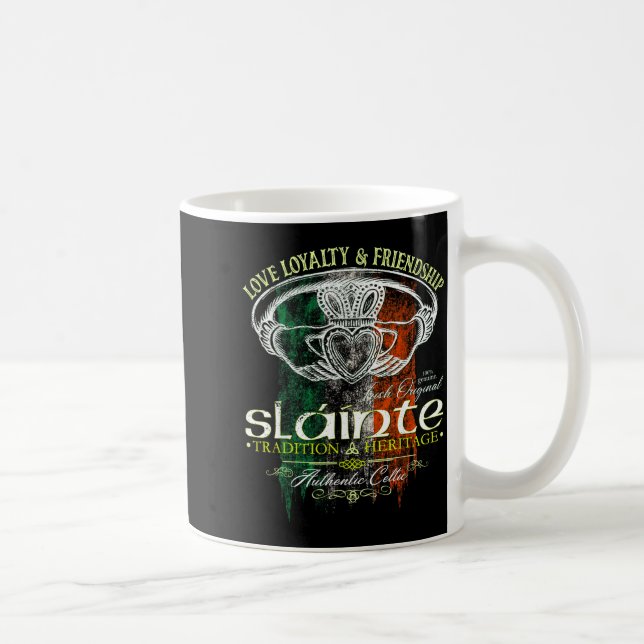 Caneca De Café Celtic Claddagh Slainte Nge Irish Flag St. Patrick (Direita)