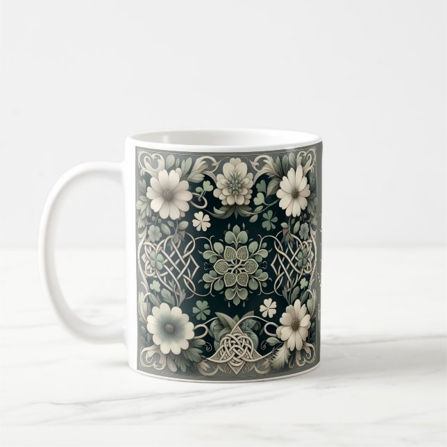 Caneca De Café Celtic Clover Floral Charm (Esquerda)