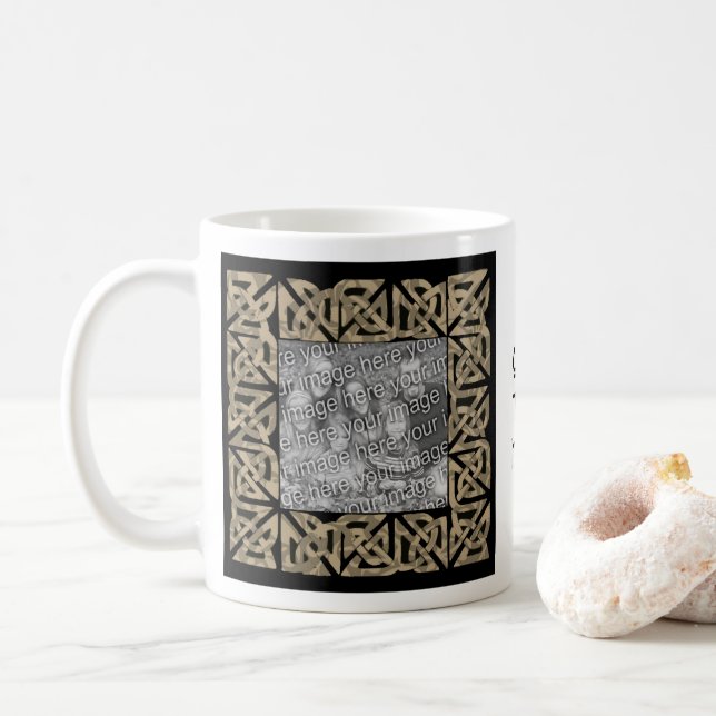 Caneca De Café Celtic Knops Foto Personalizada Sepia (Com Donut)