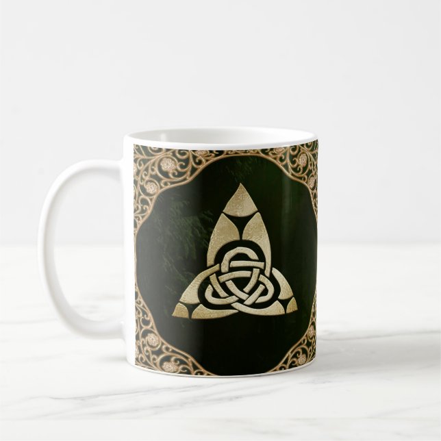 Caneca De Café Celtic Trinity Knot on Forest Shadows  (Esquerda)