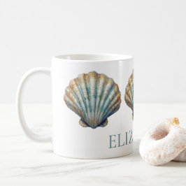 Caneca De Café Célula Costeira Blue Scallop Personalizada