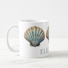 Caneca De Café Célula Costeira Blue Scallop Personalizada