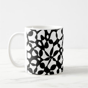 Caneca De Café Células Abstração Preto Branco