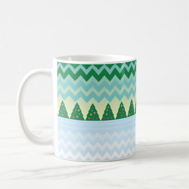 Caneca De Café Cena Chevron na Árvore de Natal (Esquerda)