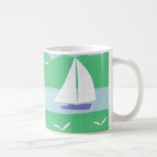 Caneca De Café Cena com Cena de Navegação