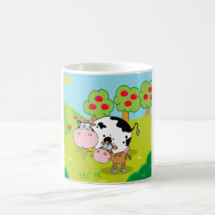 Caneca De Café Cena da Fazenda de Vaca e Bezerro