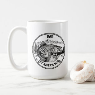 Caneca De Café Cena da Montanha do Trute Vintage Arte de Pesca