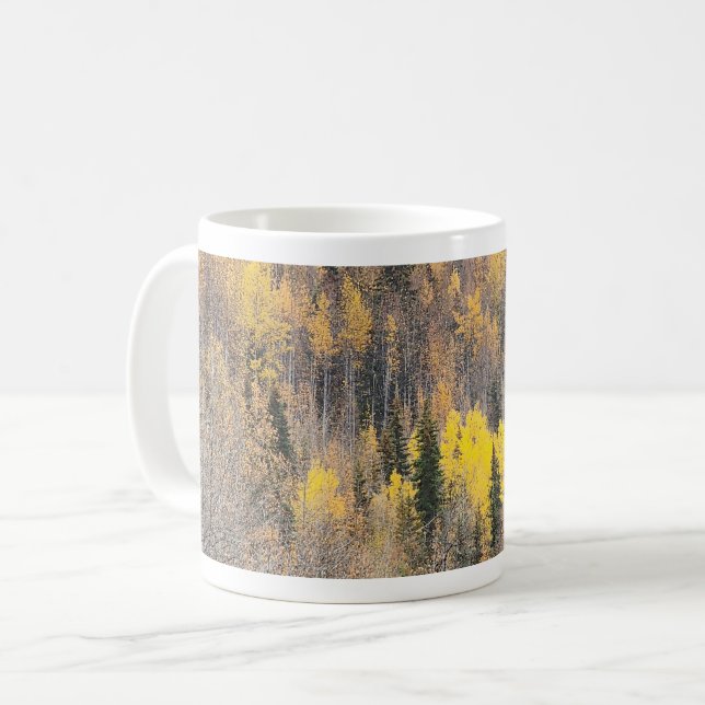Caneca De Café Cena da Natureza com Folhas de Outono e Tons Quent (Frente Esquerda)