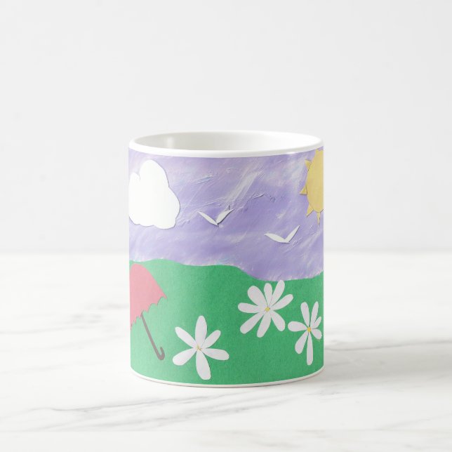 Caneca De Café Cena da Natureza da Grama Verde e das Visitas (Centro)