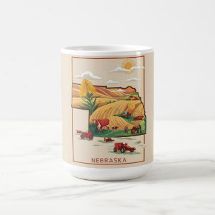 Caneca De Café Cena de Fazenda de Vartland em Vartage