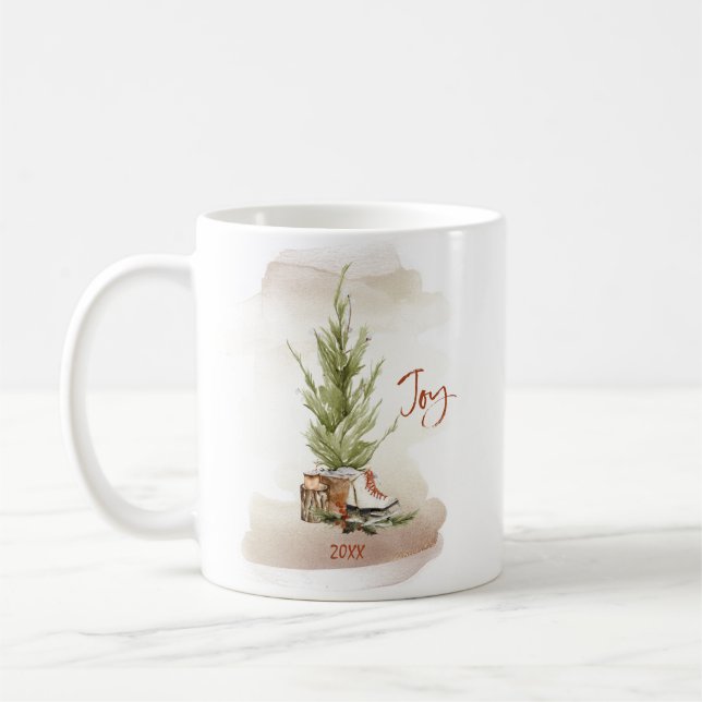 Caneca de café cena de férias de Natal Vintage Joy (Esquerda)