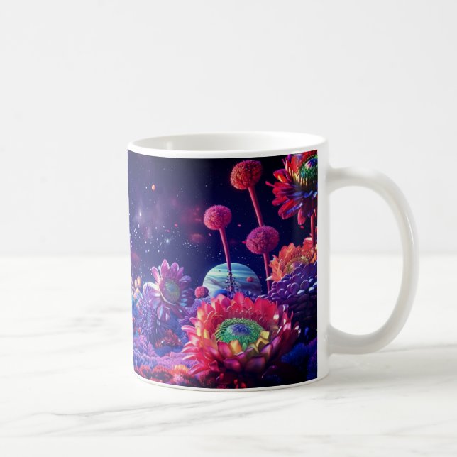 Caneca De Café Cena de Flor Intergalática (Direita)