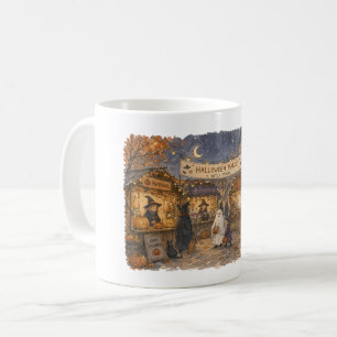 Caneca De Café Cena de Ilustração do Mercado de Bruxas de Hallowe