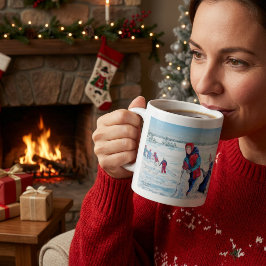 Caneca De Café Cena de Inverno da Primeira Nevasca Fofa