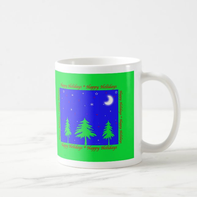 Caneca De Café Cena de Inverno de Feliz Férias (Direita)