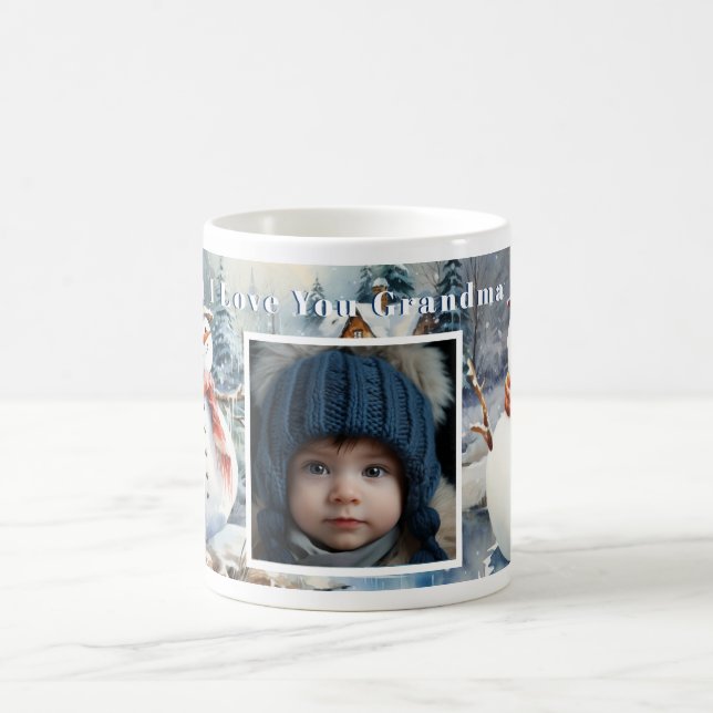 Caneca De Café Cena de inverno Personalizada de Snowmen de Natal (Centro)