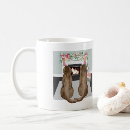 Caneca De Café Cena de Lareira de Natal do Chocolate Labrador Cãe