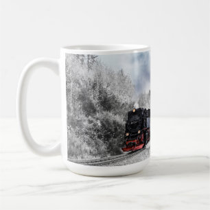 Caneca De Café Cena de Natal com Comboio em Pistas