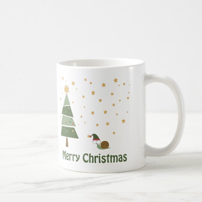 Caneca De Café Cena de Natal de Caracol Elfo (Direita)
