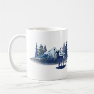 Caneca De Café Cena de Natal de Veado Azul Coffee Mug