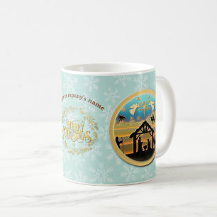 Caneca De Café Cena de Natal do Menino Jesus no Presépio