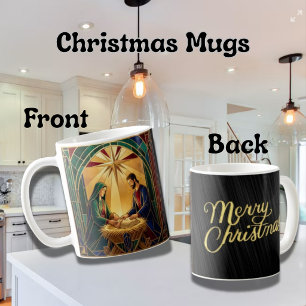 Caneca De Café Cena de Natal em Art Déco