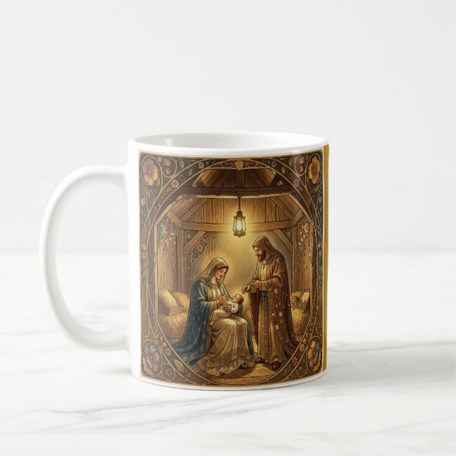 Caneca De Café Cena de Natal em Art Nouveau (Esquerda)