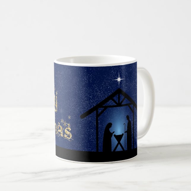 Caneca De Café Cena de Natal Religiosa (Frente Esquerda)