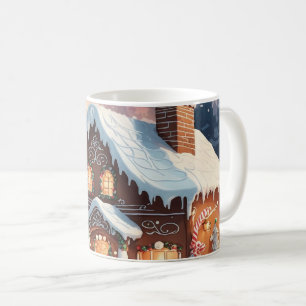 Caneca De Café Cena de Natal Snowy House